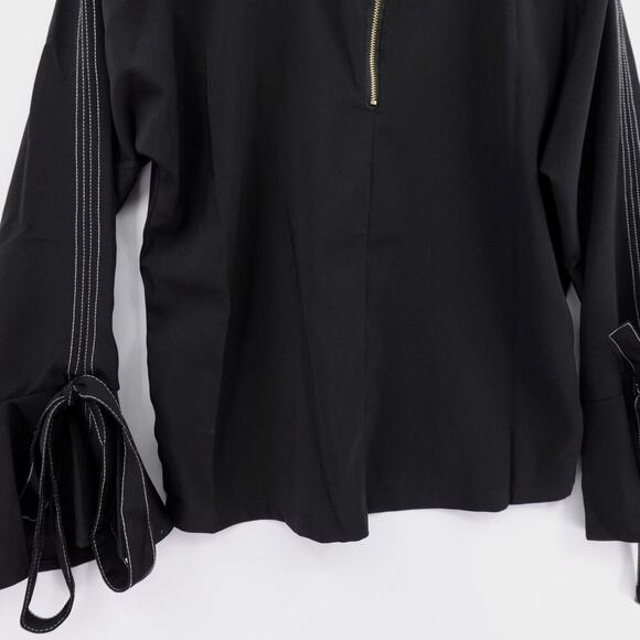 Womens Top Large Black Bell Sleeve Tie Cuff Whimsigoth Fairy Witchy - Picture 7 of 16